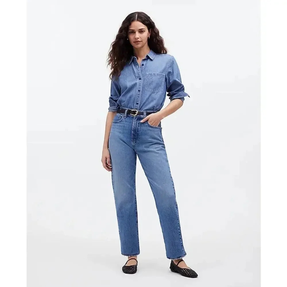 NEW Madewell Women’s Size 2 Petite '90s Straight Crop Jean Hazeldell Wash NWT